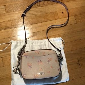 Coach floral bow print crossbody camera bag pink
